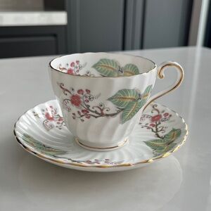 Aynsley Tea Cup and Saucer. Cherry Blossoms. Made in England.